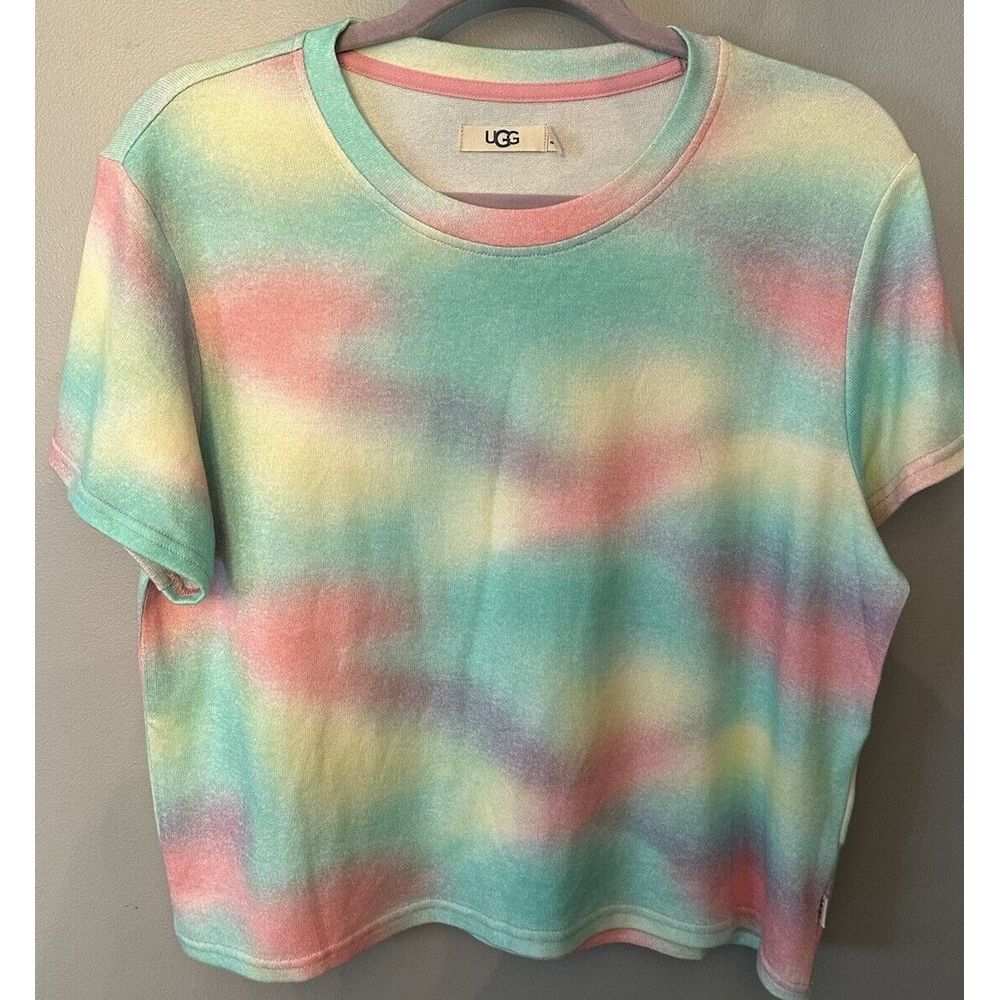 Aniyah Sleepwear Ugg Rainbow Blend Short Sleeve Top Size Medium EUC